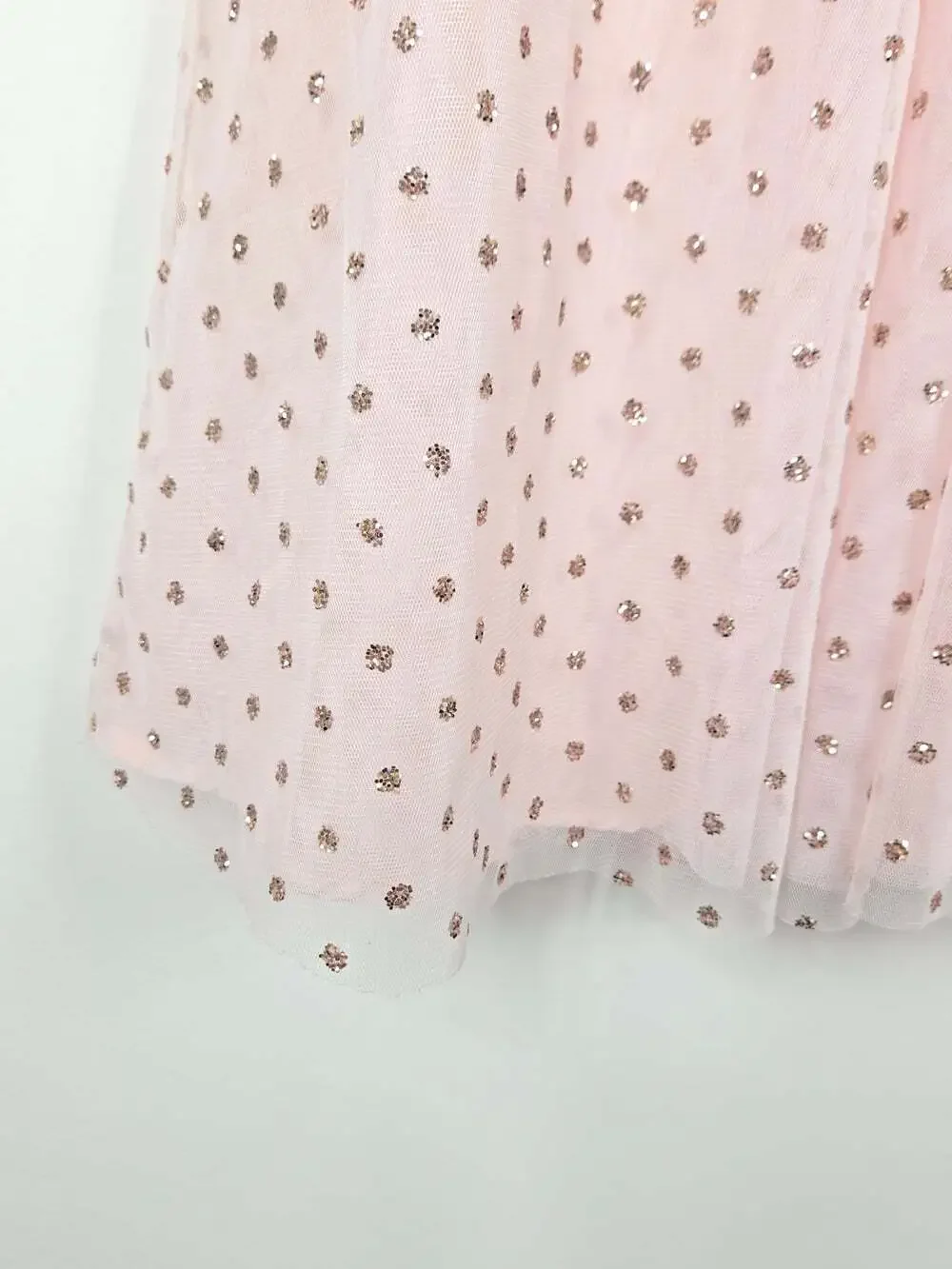 H&M Girls Pink Gold Glitter Tulle Party Dress Size 9-10Y 140 Fairy Holiday